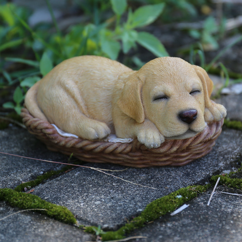 HiLine Gift Ltd. Wicker Basket Labrador Puppy Statue & Reviews Wayfair